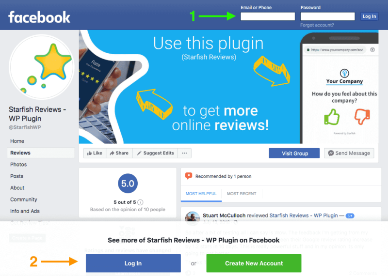 how to send facebook review link to customer