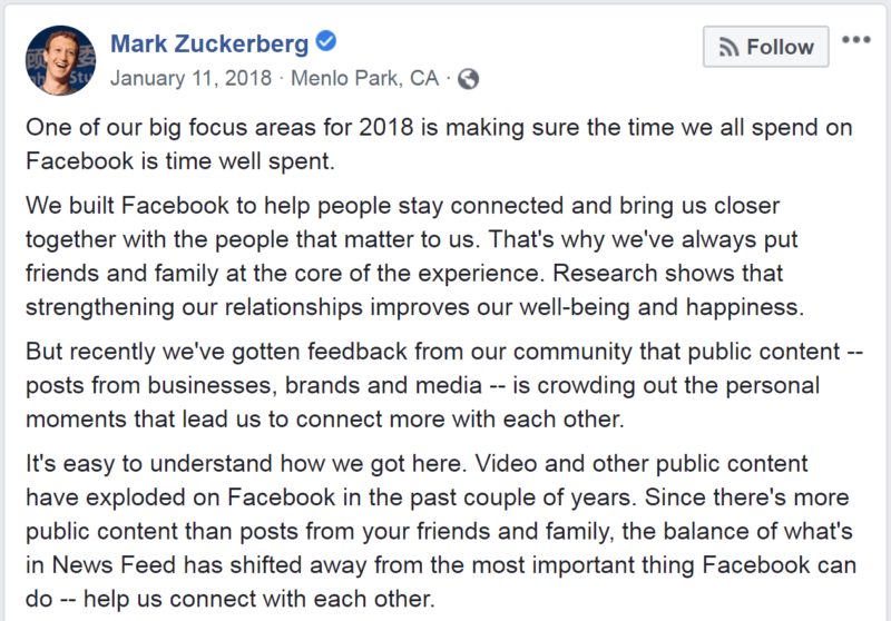 Mark Zuckerberg Facebook Post