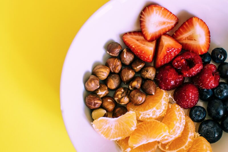 assorted fruits on a white plate