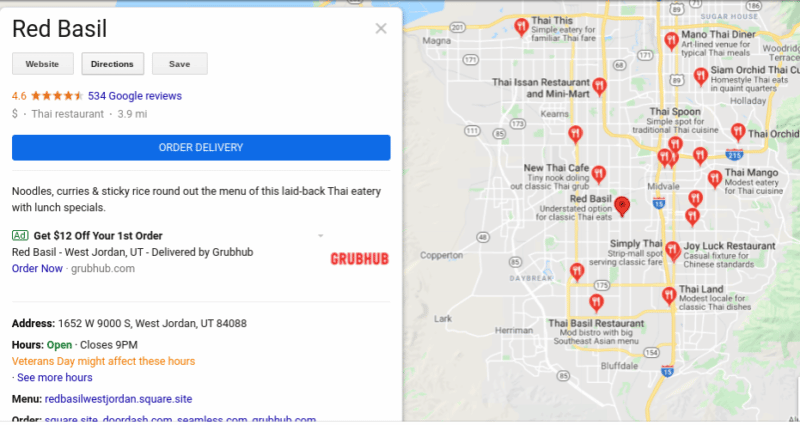 thai restaurant profile and directions