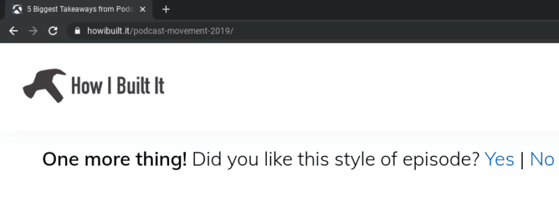 Screenshot of Yes and No Buttons-How I built it podcast