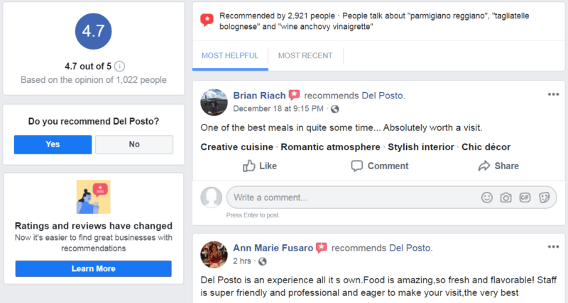 Del Posto Facebook Reviews