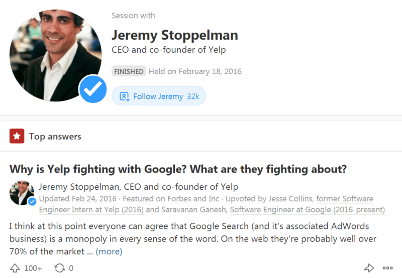 Yelp CEO Jeremy Stoppelman Quora