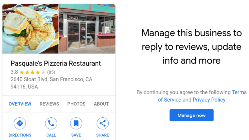 Google My Business - Manage Business