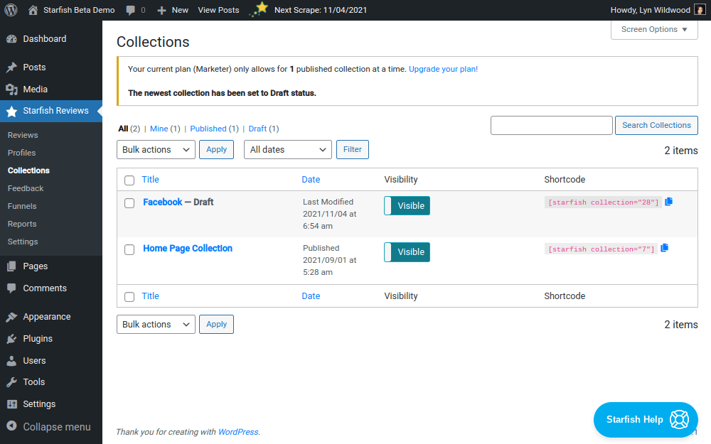 Starfish Reviews - Collections