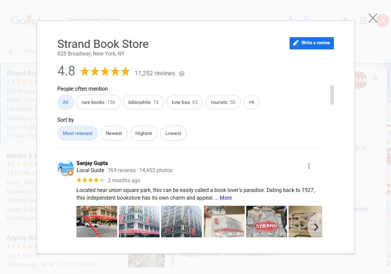 Google Reviews - Strand Book Store