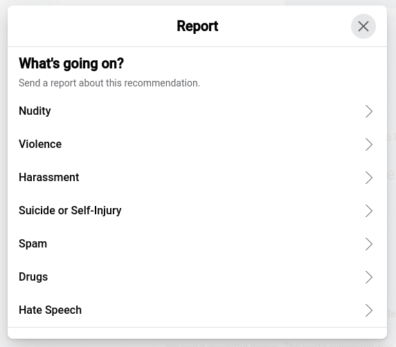 Report Facebook Recommendation