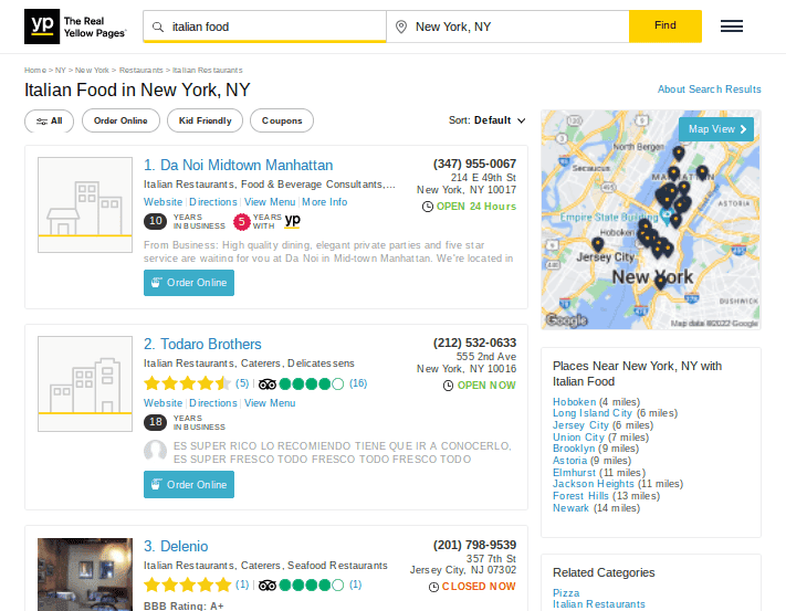 Yellow Pages Search Results