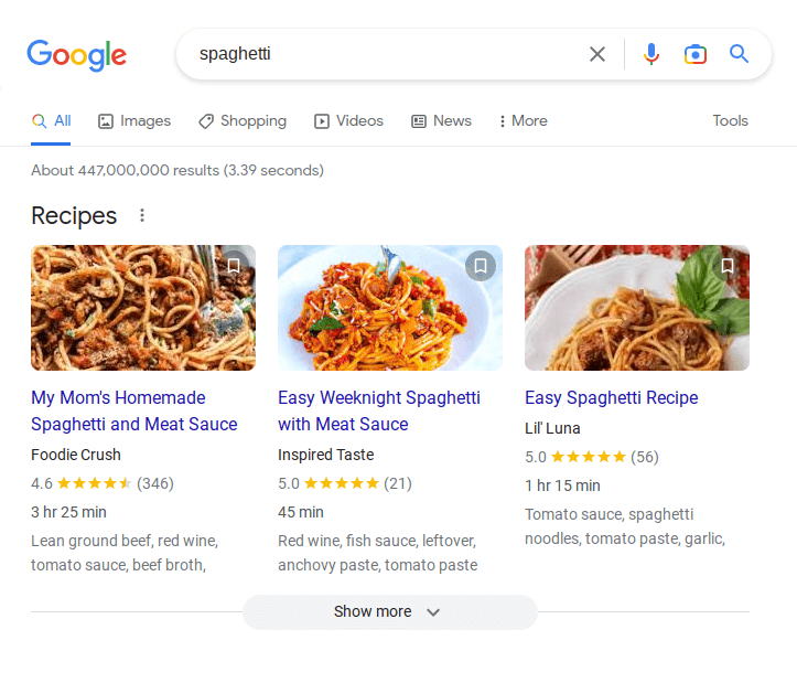Google Search - Spaghetti