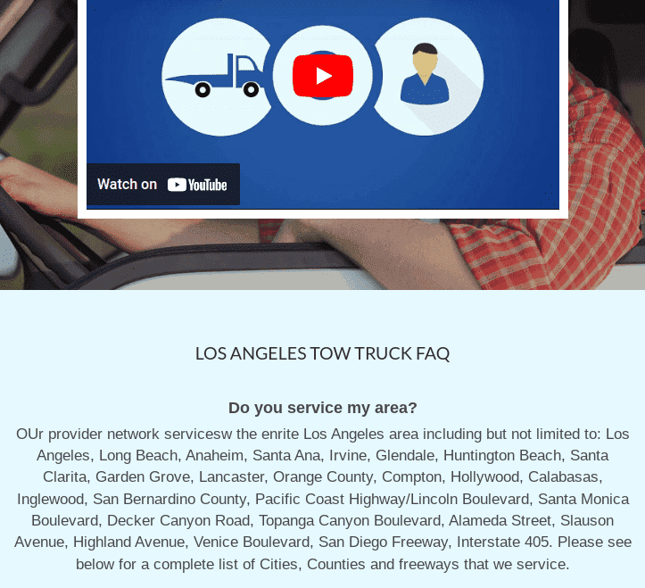 Tow Truck Company - Areas We Serve